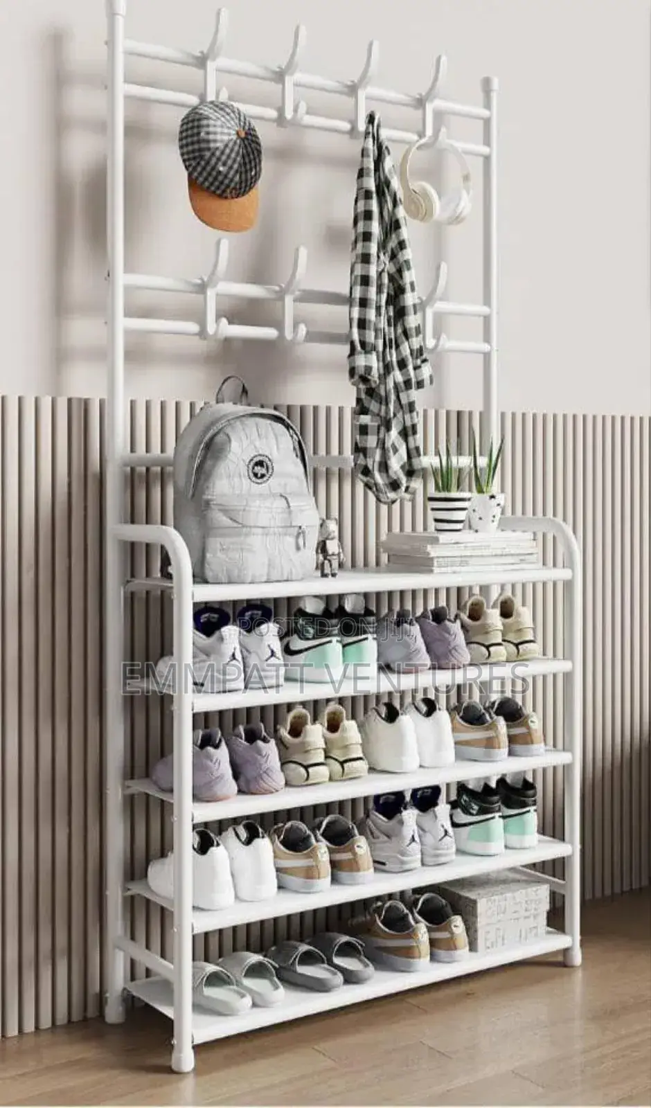Metallic Shoe and Clothes Rack