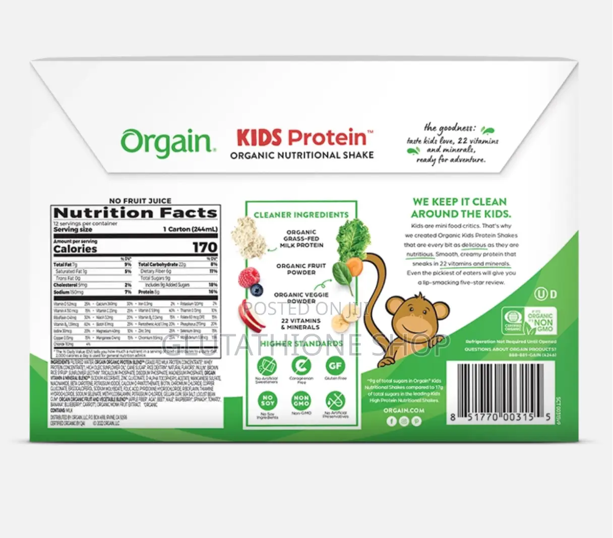 Orgain Organic Kids Nutritional Protein Shake,