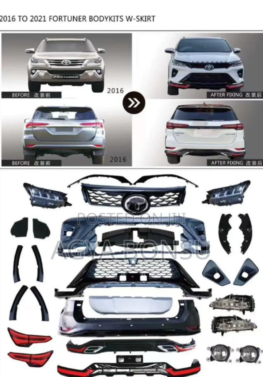 2016 to 2024 Toyota Fortuner Upgrade Body Kit With Spoiler