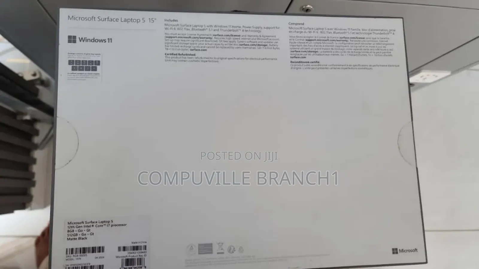New Laptop Microsoft Surface Laptop 5 8GB Intel Core I7 SSD 512GB