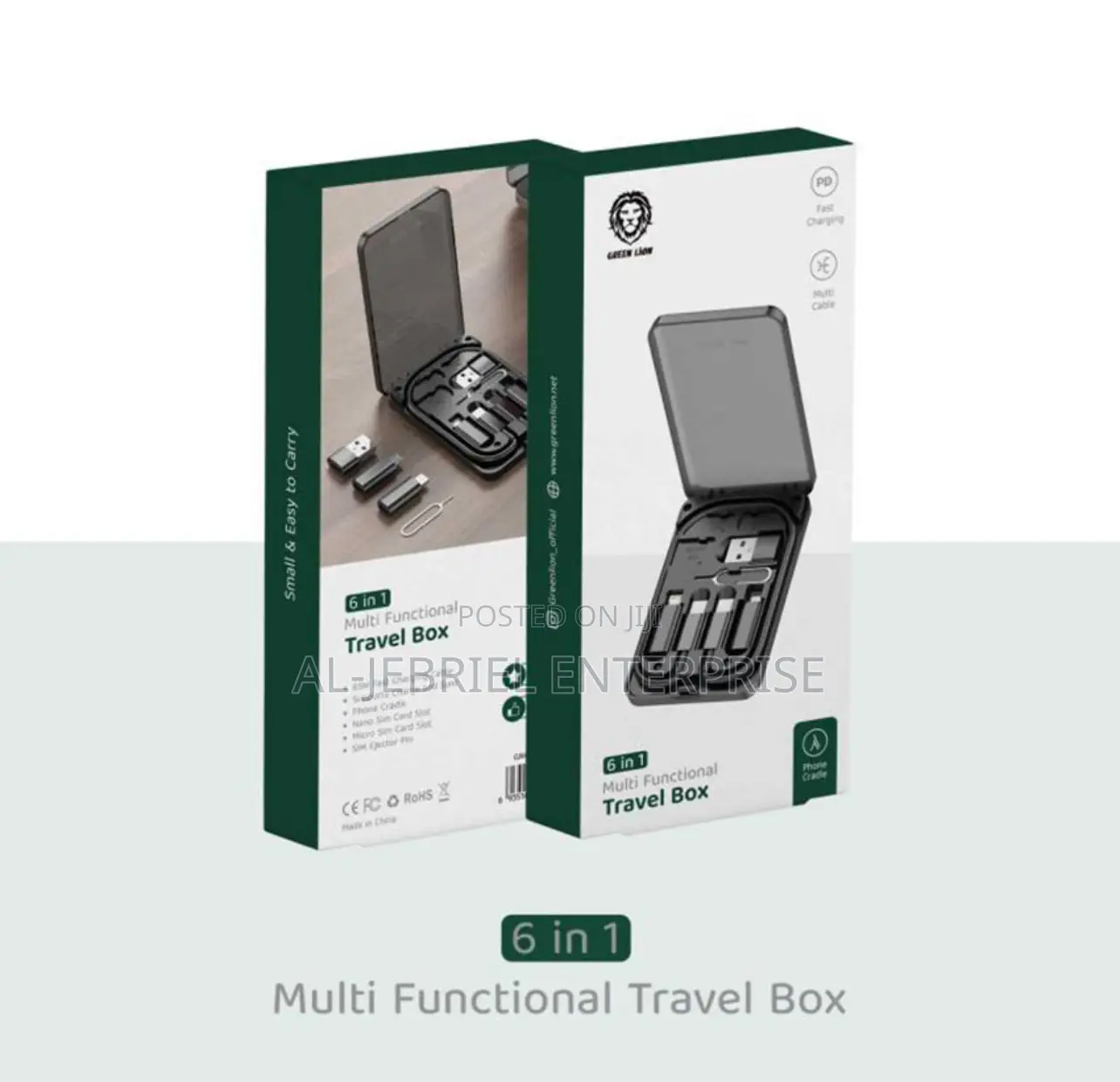 6 in 1 Multi Functional Travel Box -Green Lion
