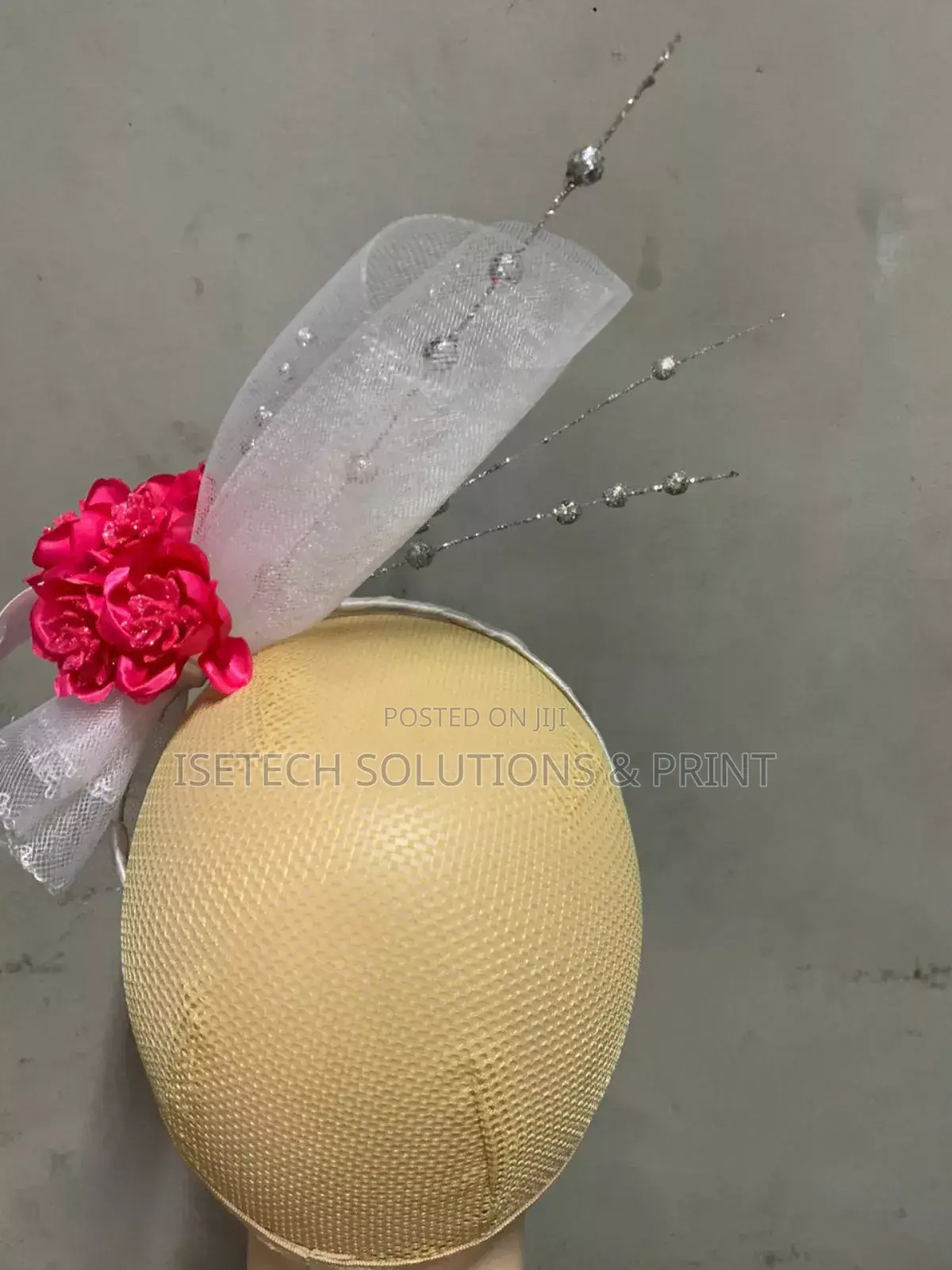 White and Red Fascinator for Programs and Events