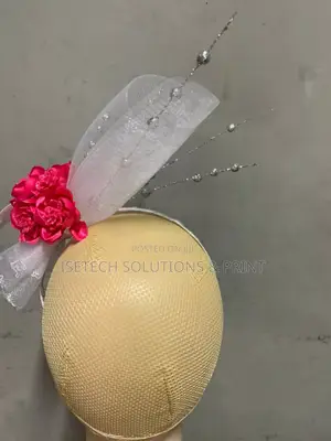 White and Red Fascinator for Programs and Events