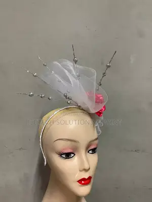 White and Red Fascinator for Programs and Events