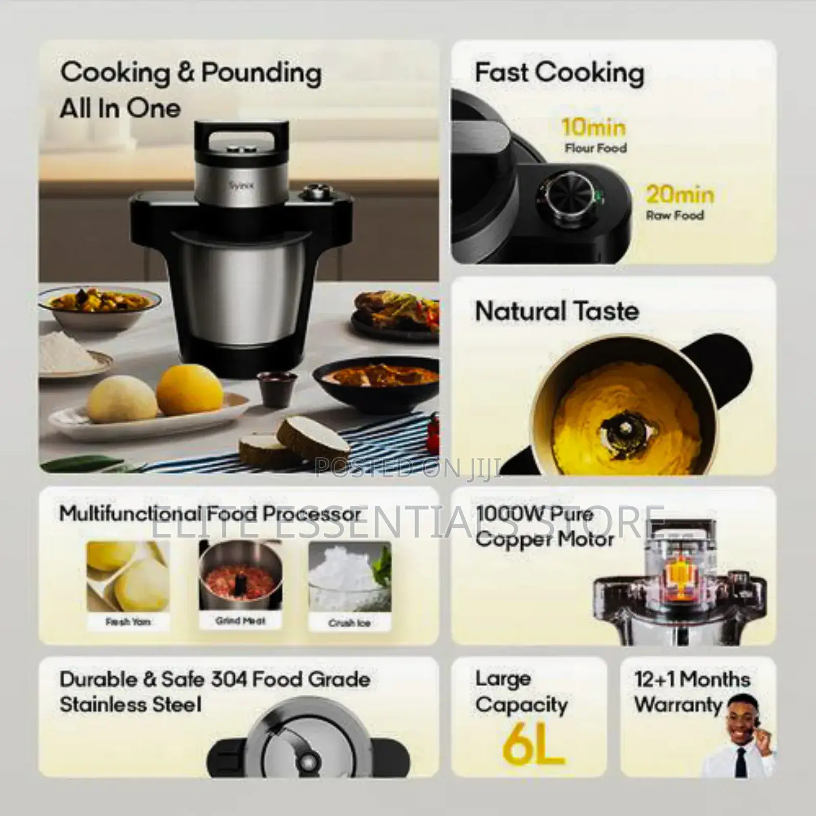 Syinix Swallow Maker Eco for Banku, Fufu, Rice Balls, Eba, Konkonte Tz