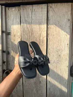 Black Leather Butterfly Ladies Slippers