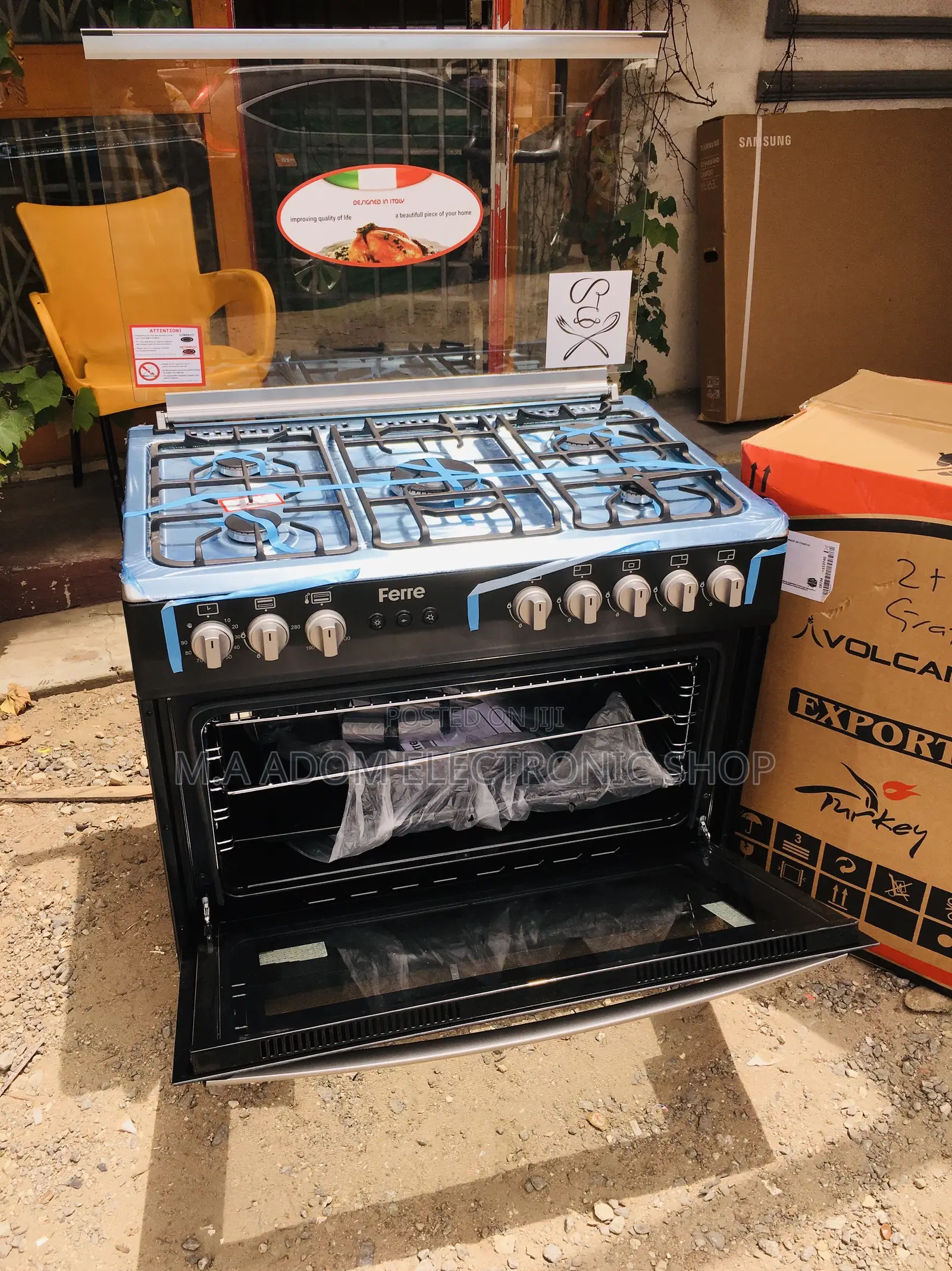 Black Color 5 Burner Kitchen Gas Cooker