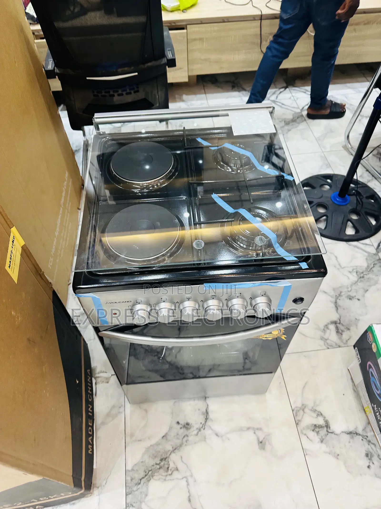 Stand Up Volcano Gas Cooker Oven 50/50 4burner Grey Color