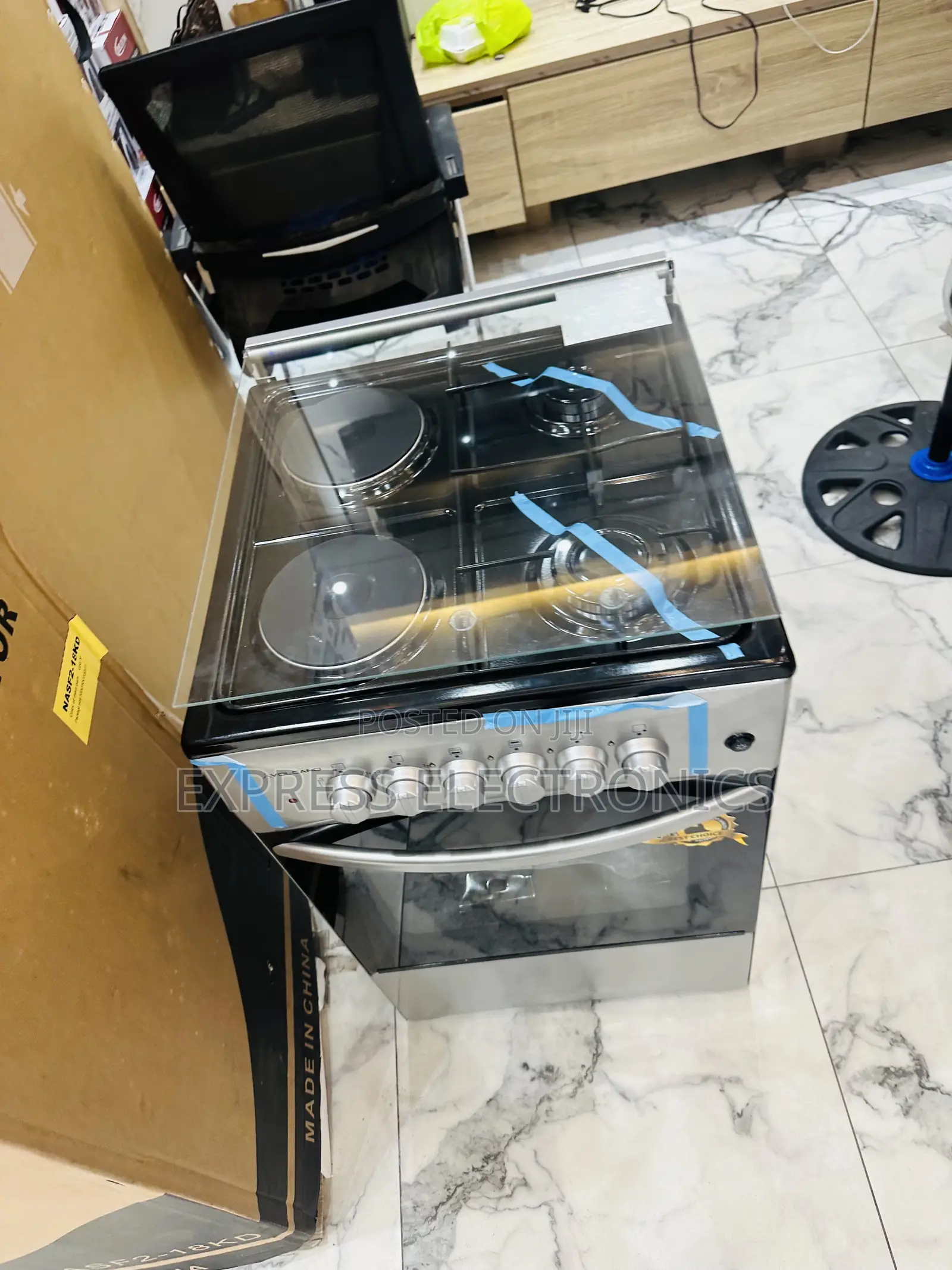 Freestanding 2+2 50/50 Gas Electric Cooker Oven Grey Color
