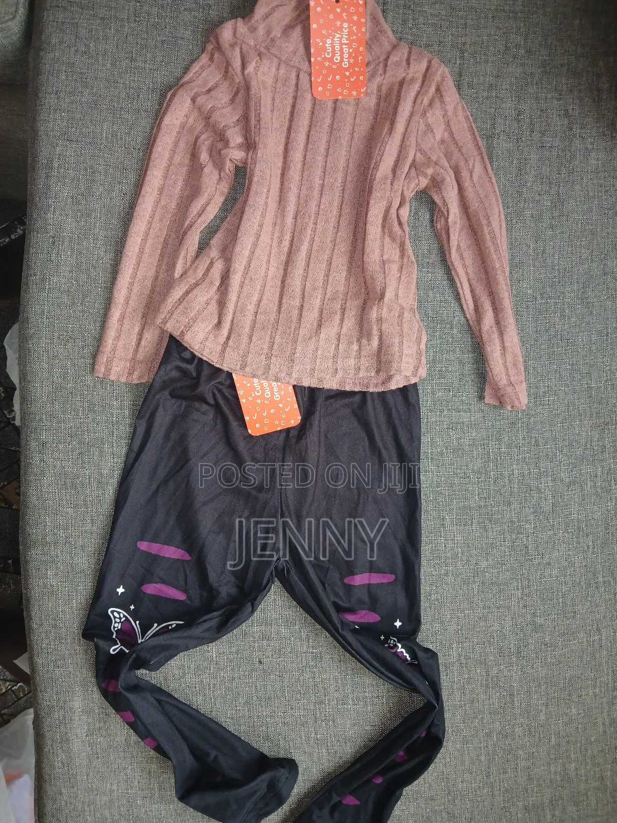 Girls Polo Neck Blouse and Leggings