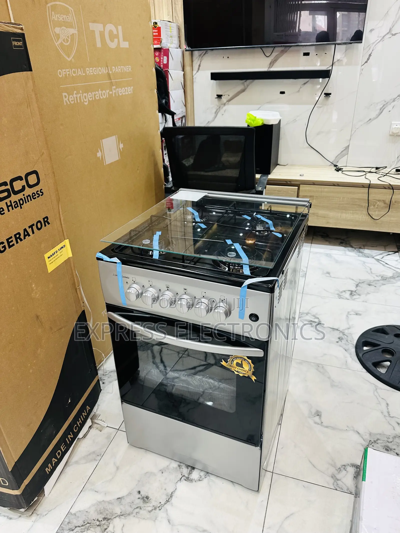 Freestanding Gas Cooker 4burner 50-50 Volcano