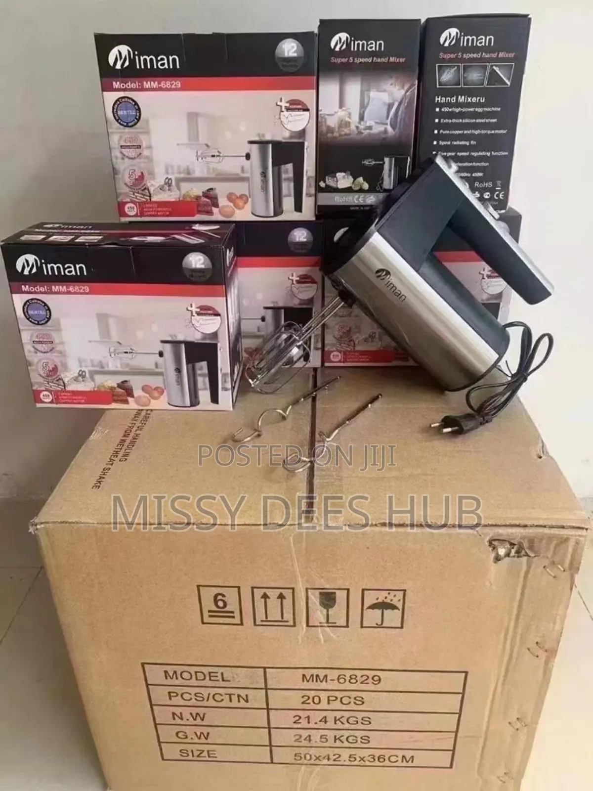 Iman 5-Speed Hand Mixer (Model Mm-6829).
