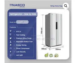 Brand New Nasco Side by Side Refrigerator ( 410) Liters