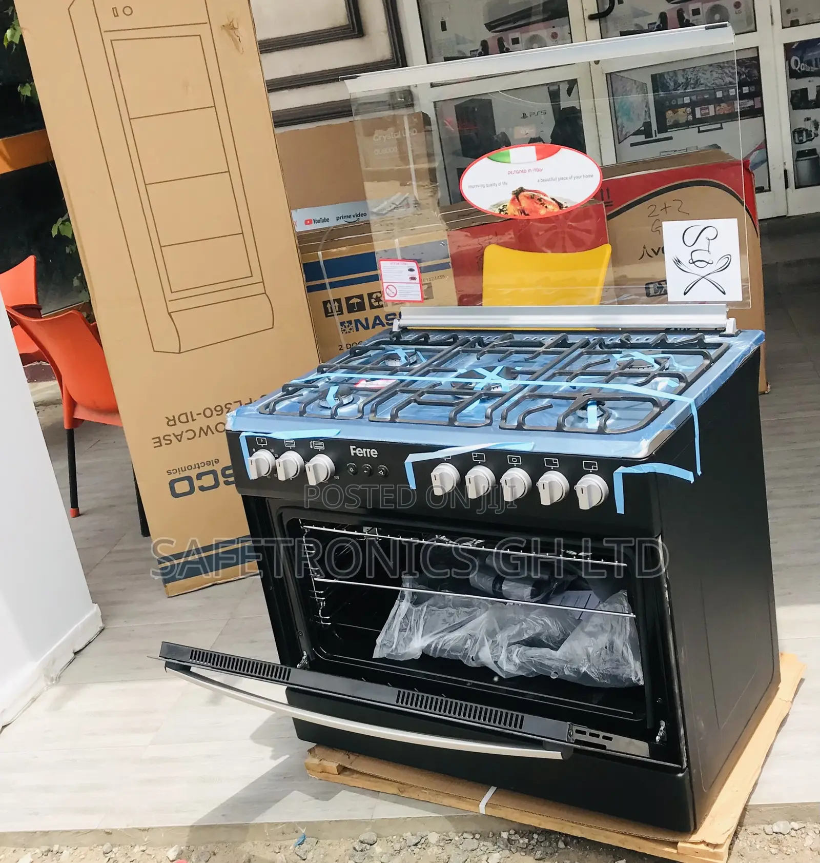 Trusted 60x90 Oven 5 Gas Burner Volcano (Black) Ferre