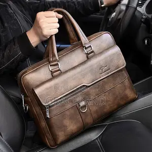Original Men Leather Briefcase Lawyer Handbag 14inche
