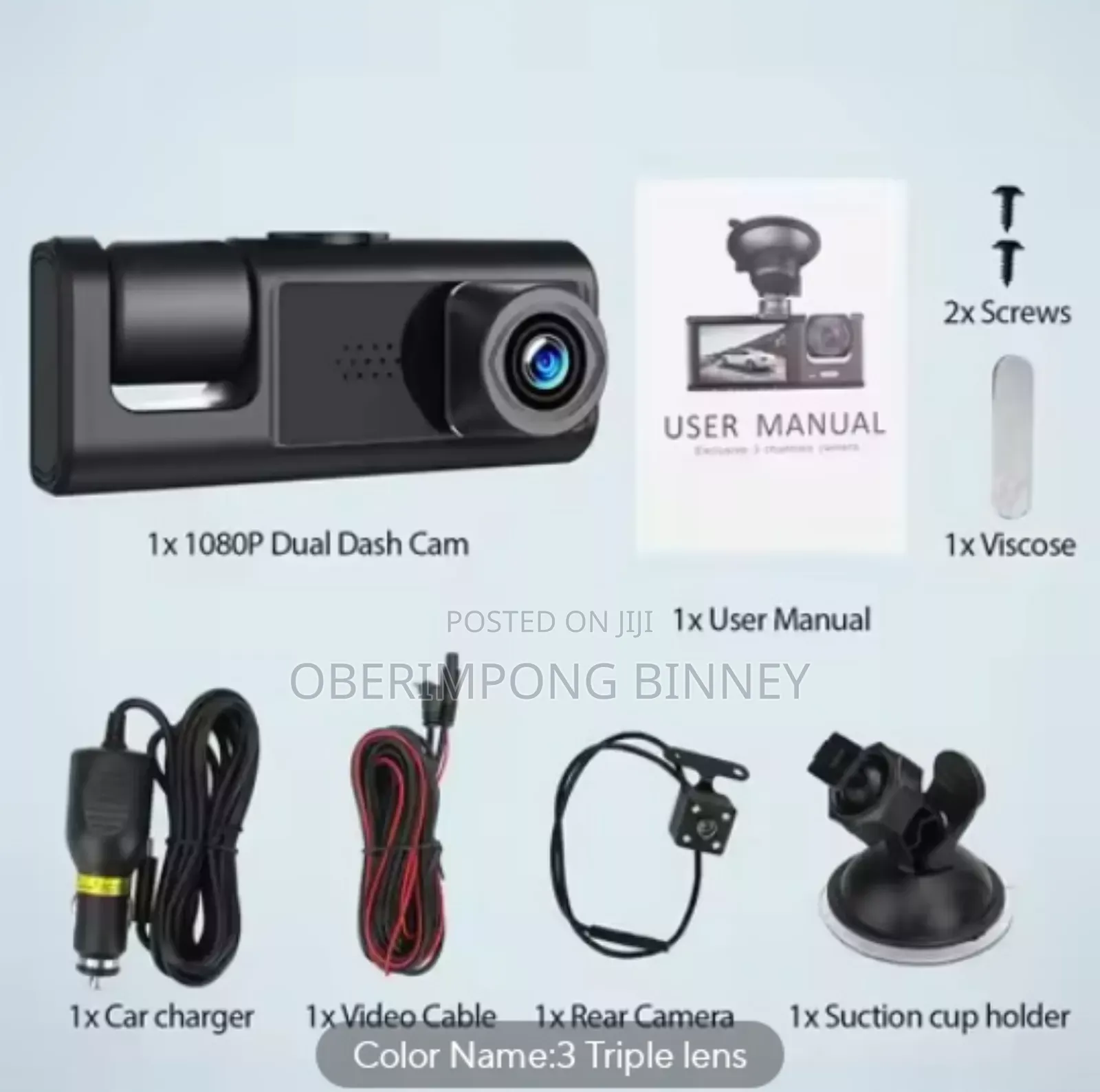 Dash Cam/Dashcam 3 in 1 Car Camera( Front, Back and Inside the Car)