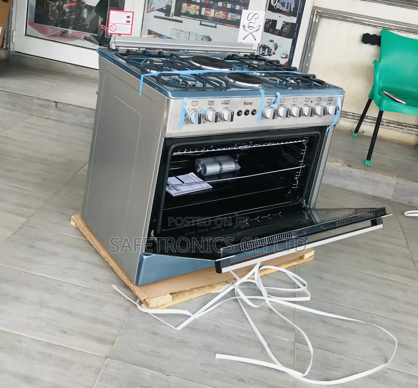 Steel and Glass Ferre 2 Electric 4 Gas Turkish Oven Grey