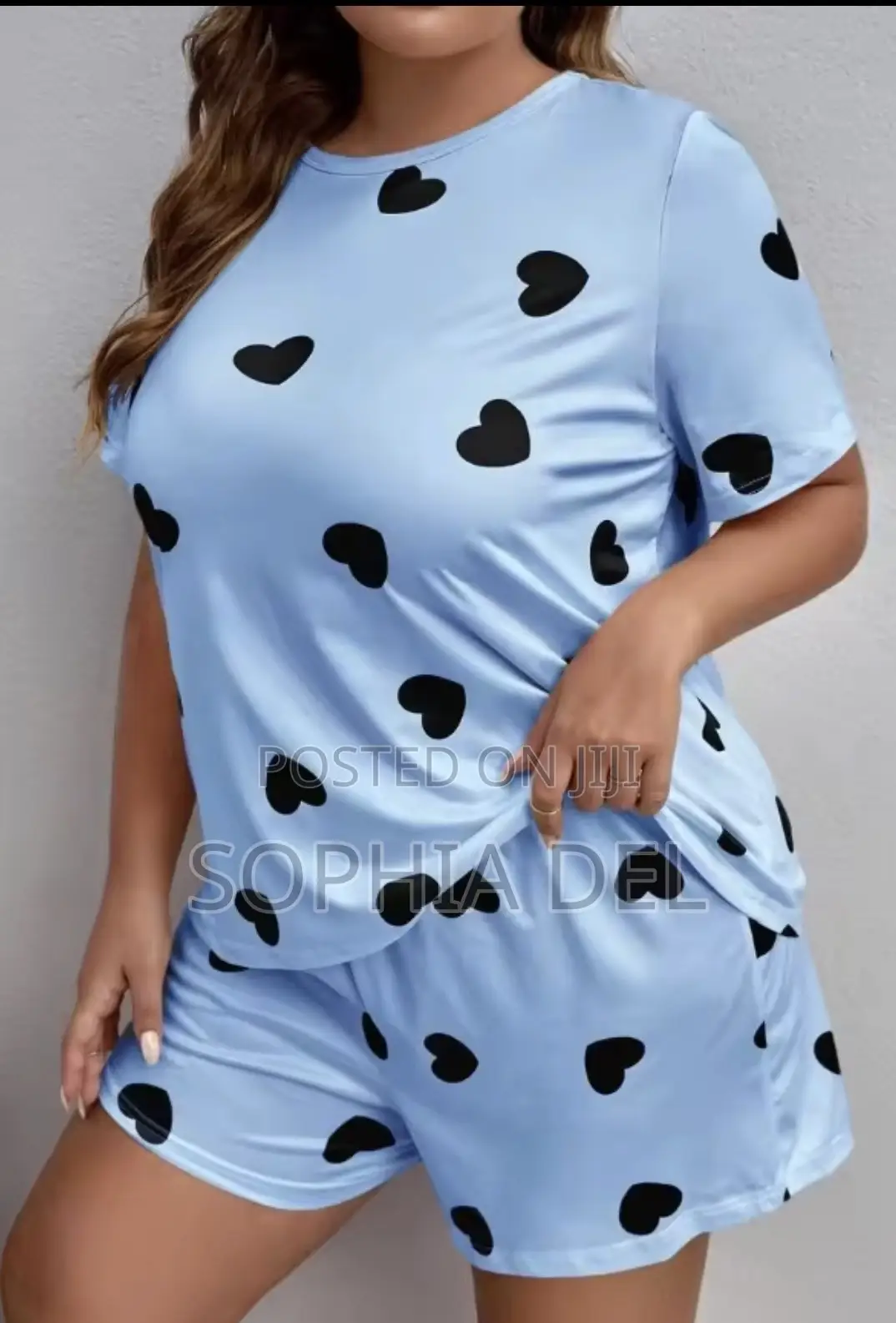 Ladies Two Piece Round Neck With Love Print