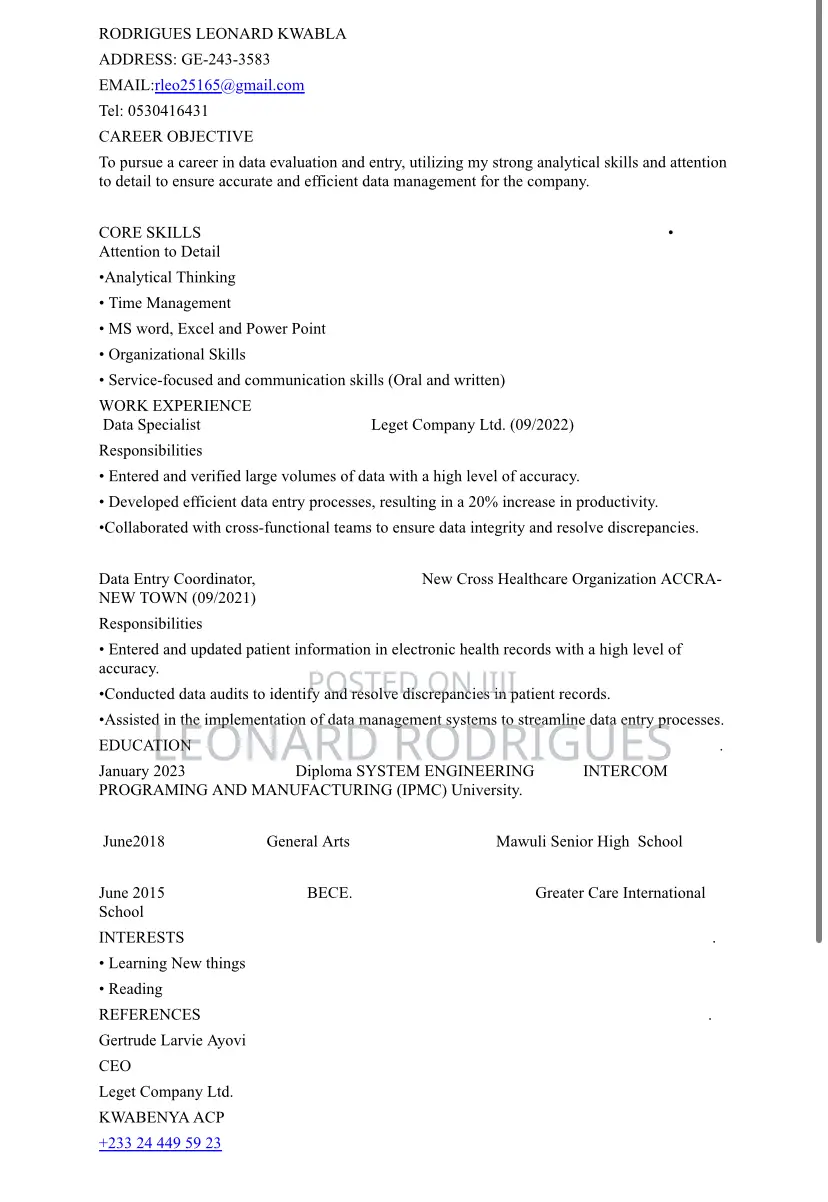 Manufacturing CV
