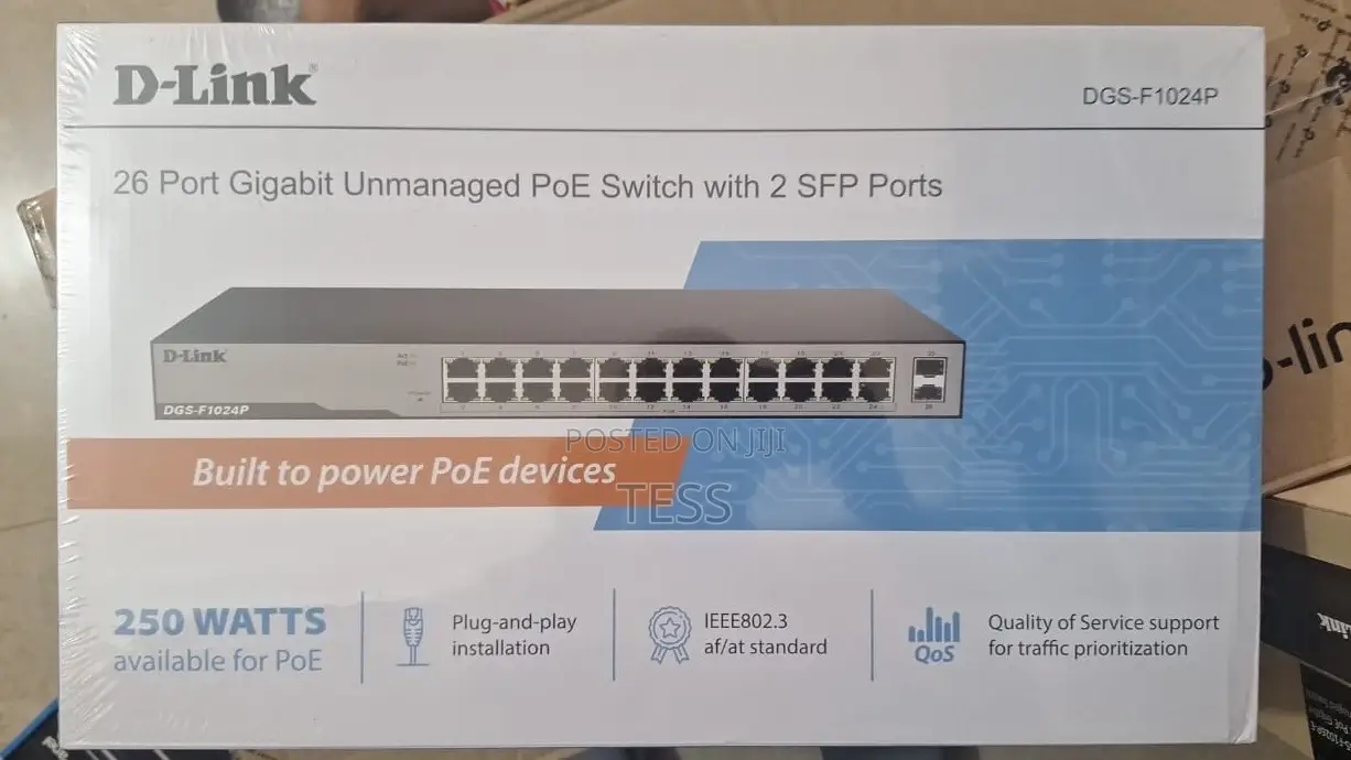 D-Link 24port Gigabit Unmanaged Poe Switch+2sfp DGS-F1024p