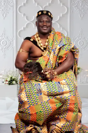 Kente for Rent With Gold Accessories