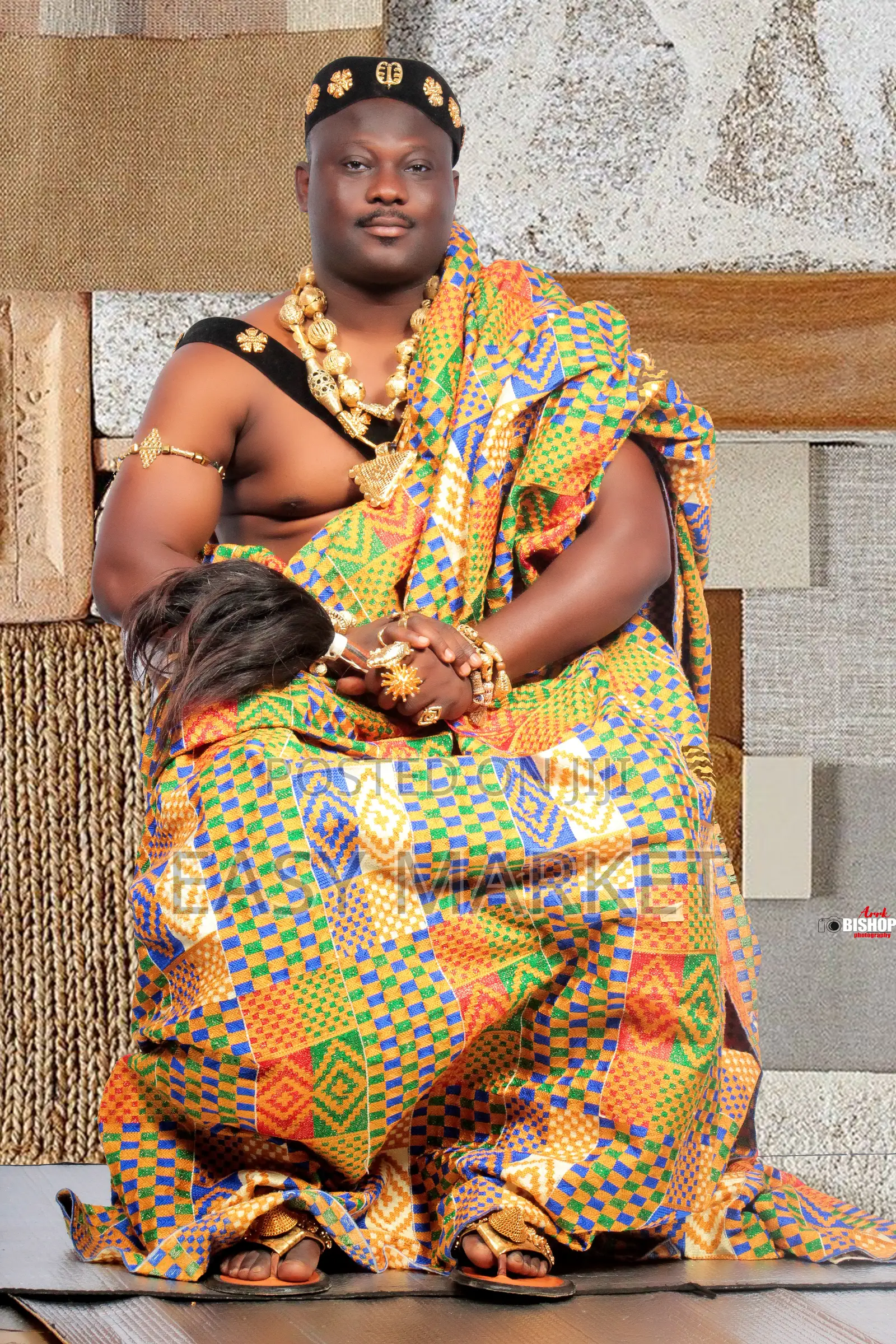 Kente for Rent With Gold Accessories