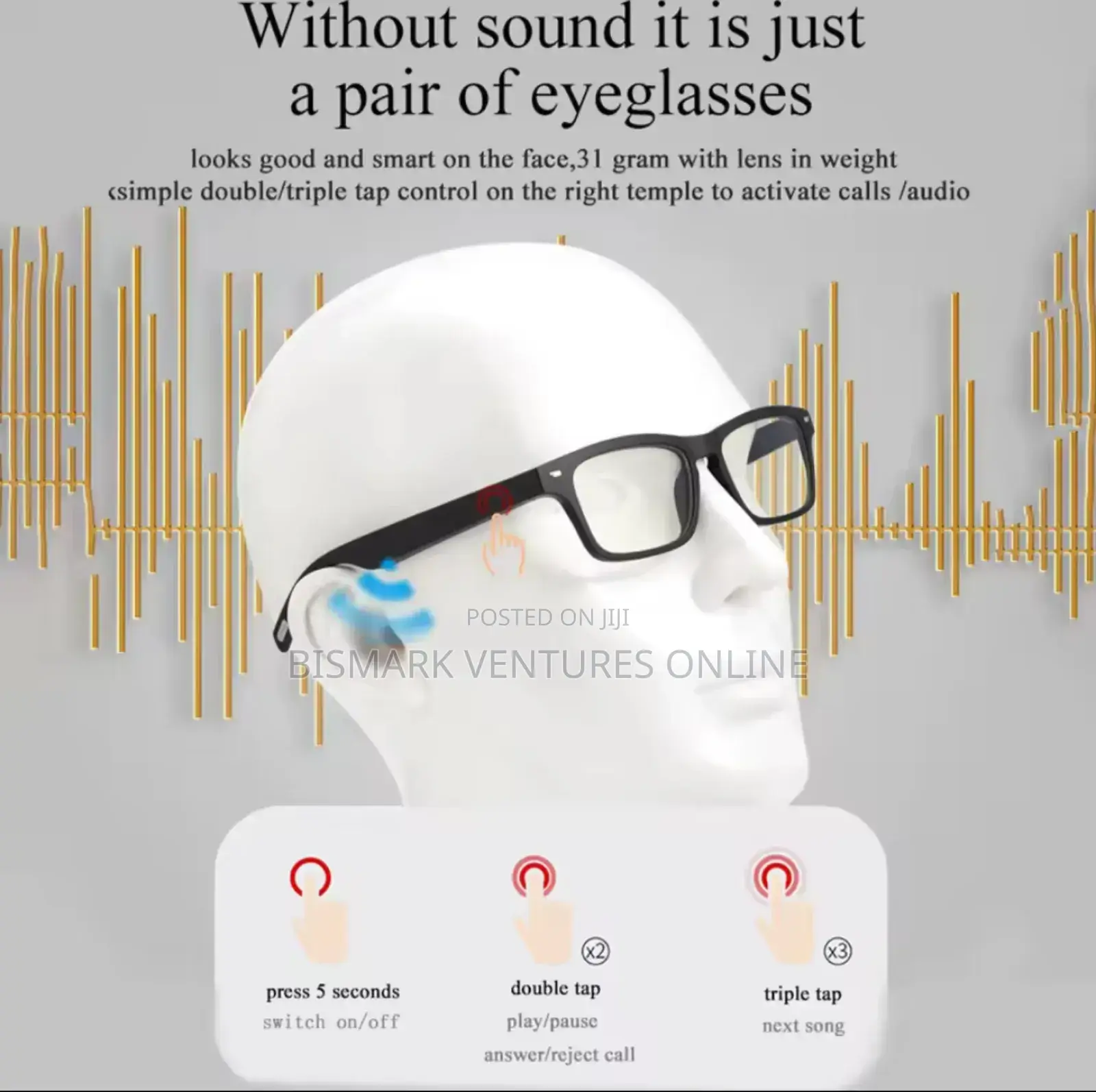 Smart Wireless Bluetooth Eyeglasses Waterproof