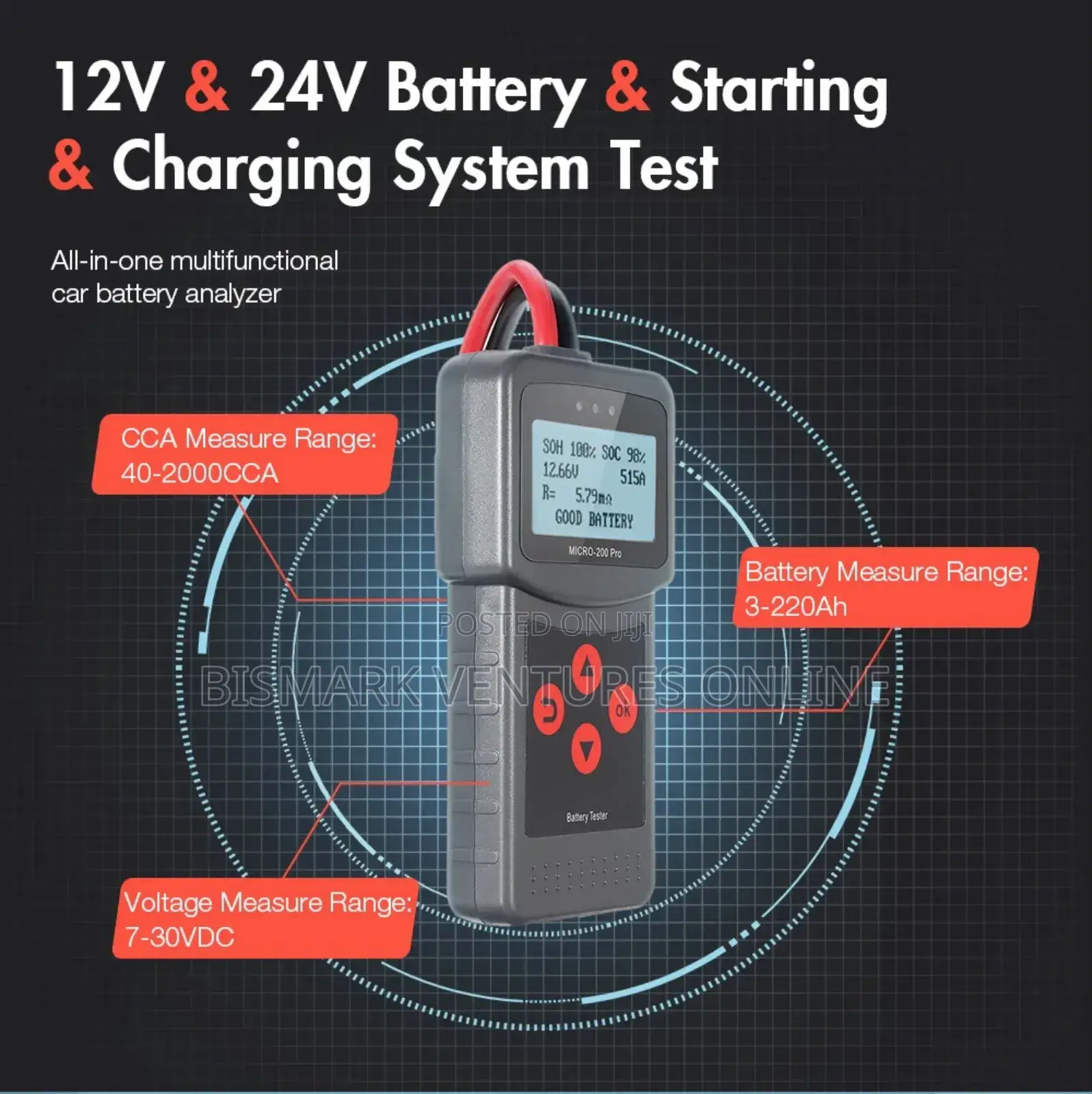 Battery Tester 12v 24v Micro-200 Pro. Digital
