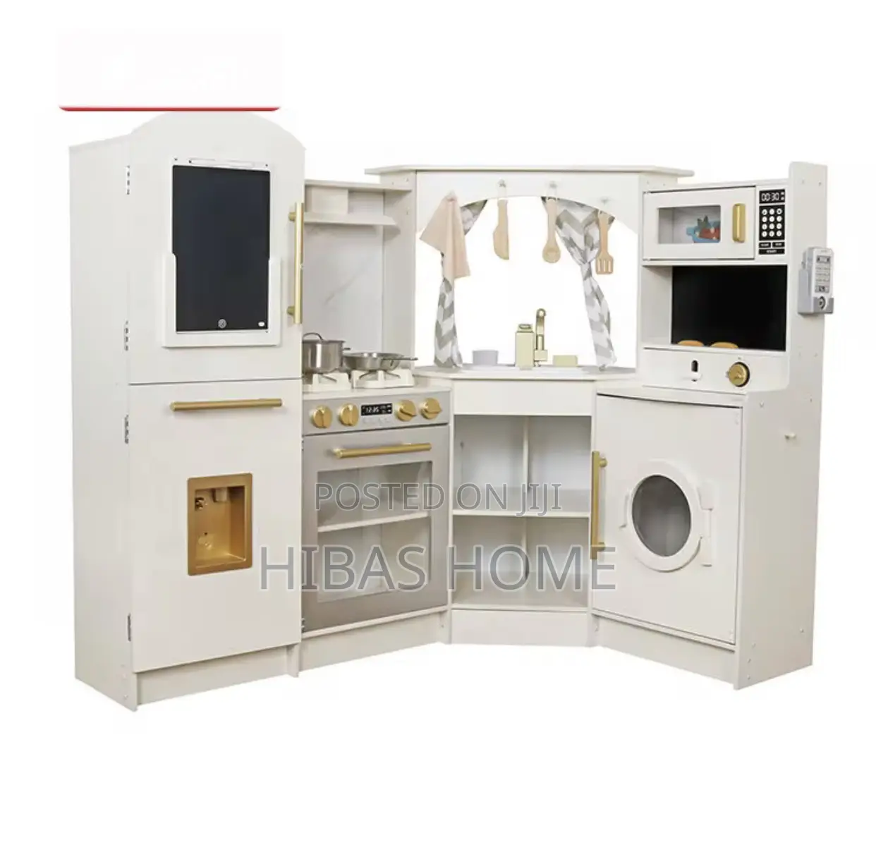 Curved Wooden Play Kitchen,Light,Sound,Water,Lcd Board,Phone