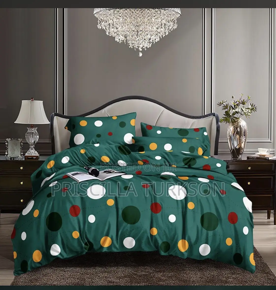 Green Multicolored Bedsheet