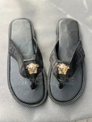 Black Versace Strap Slippers