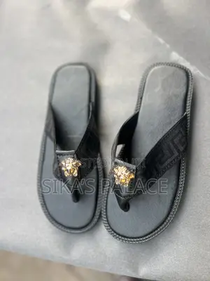 Black Versace Strap Slippers