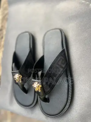 Black Versace Strap Slippers