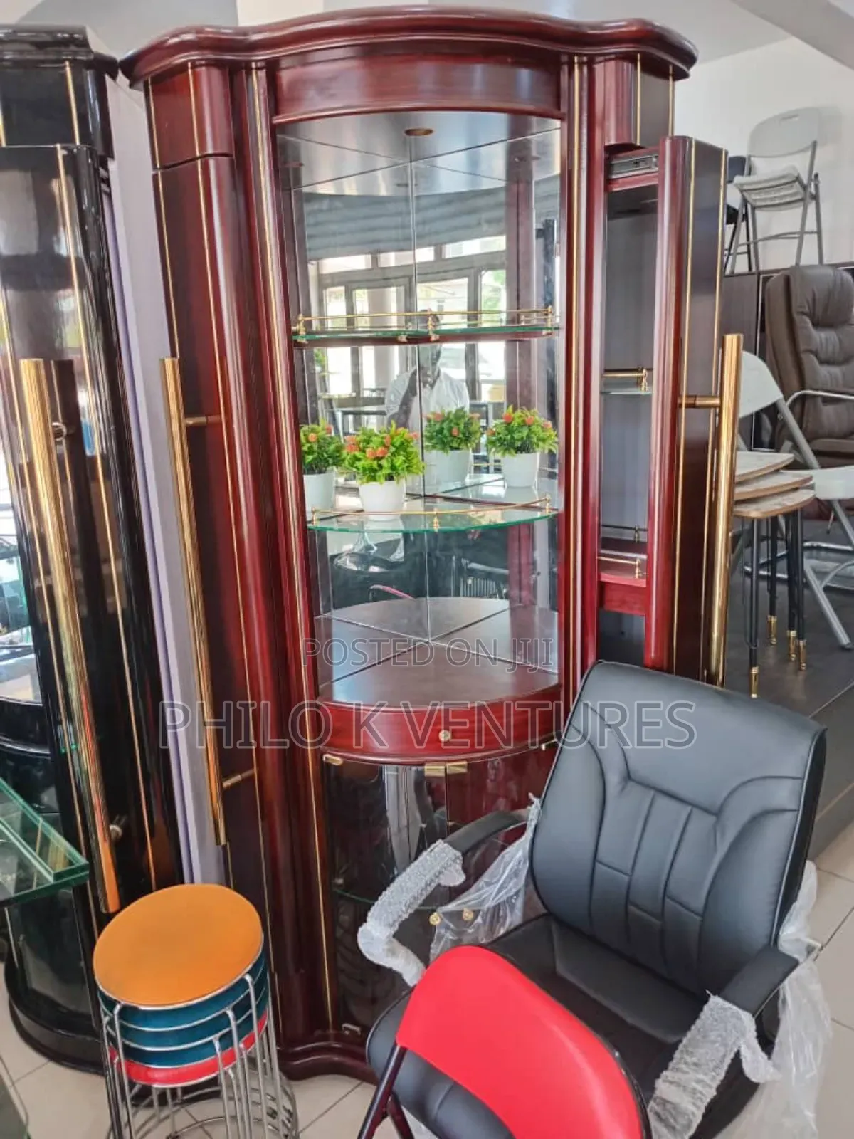 Glass and Wood Wine Cabinet for Sale