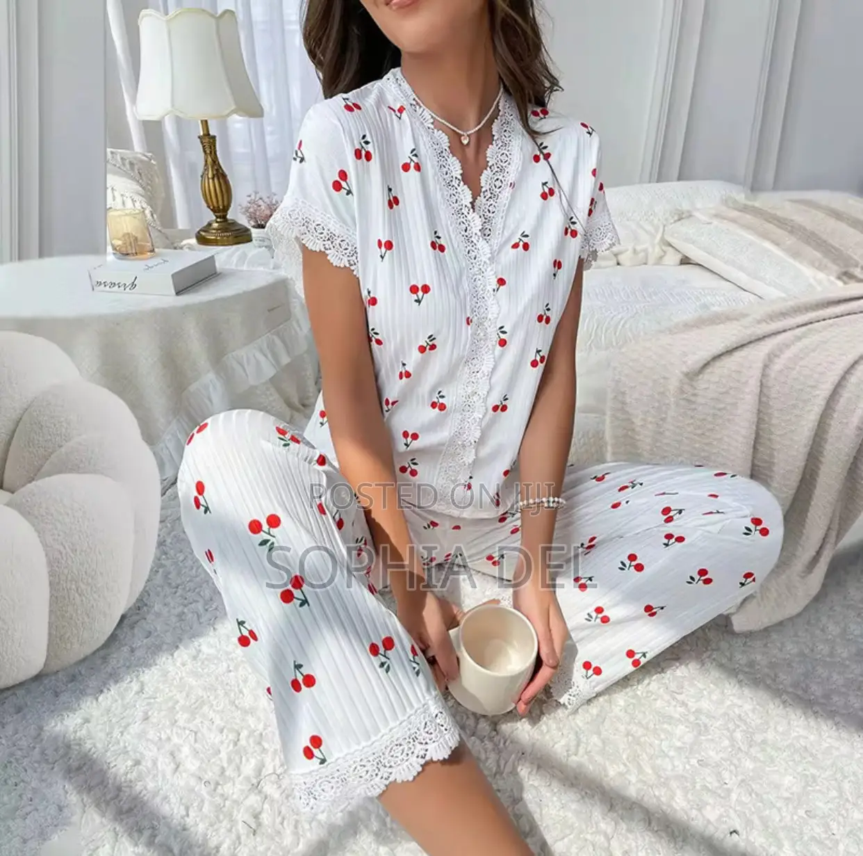 Cherry Short Sleeve Top and Down