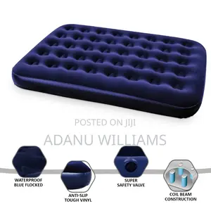 Inflatable Flocked Double Size Airbed With Pump