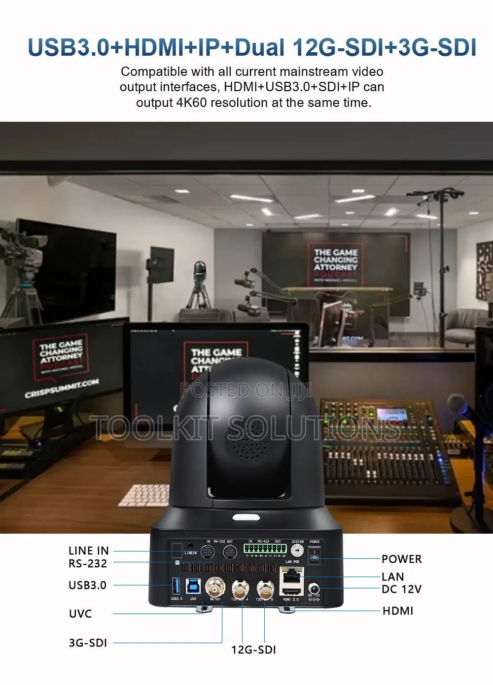 4k60 25x 2*12g-Sdi+Hdmi+Usb Broadcast Grade PTZ Camera