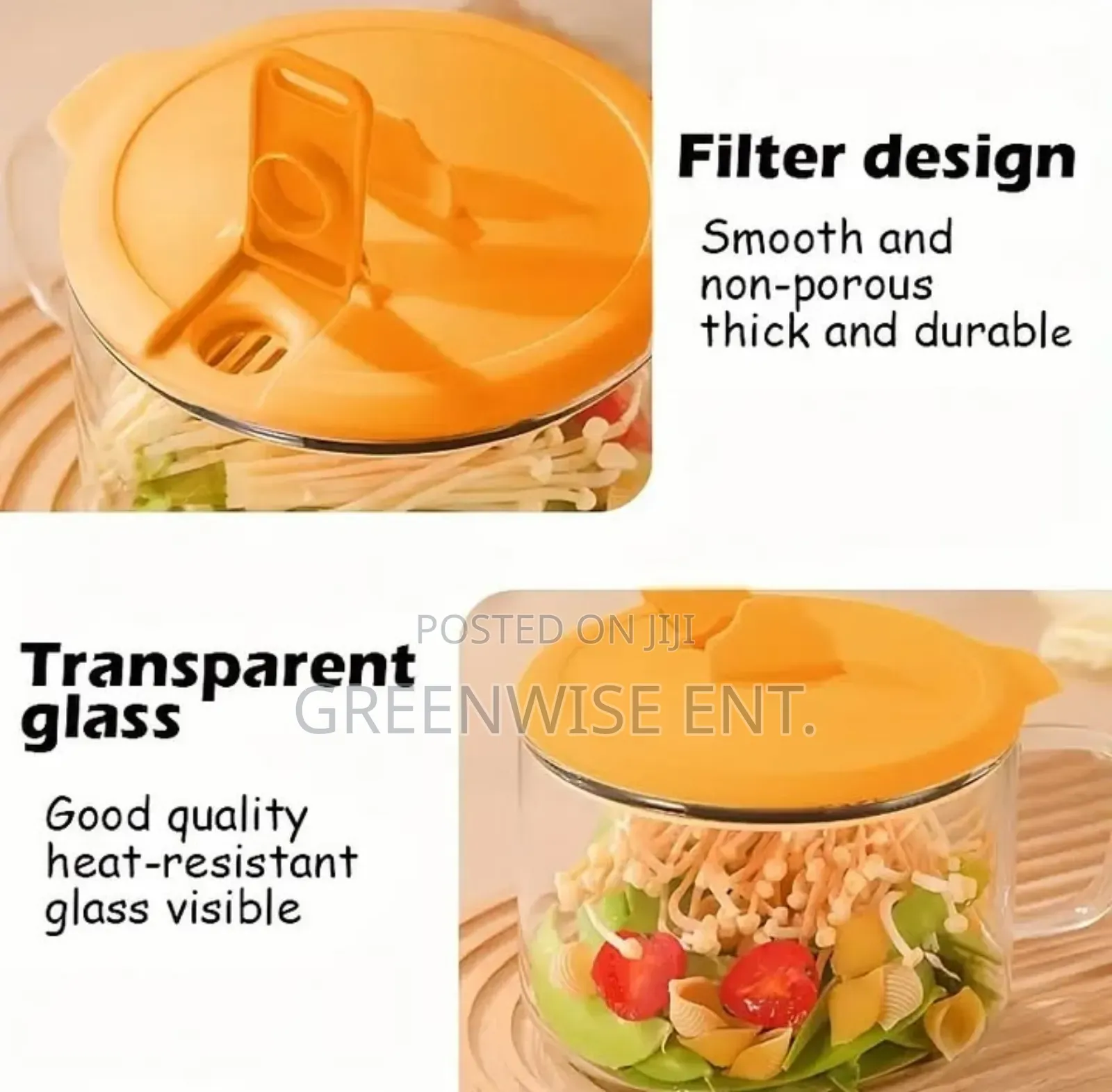 High Borosilicate Glass Bento Box With Lid Handle