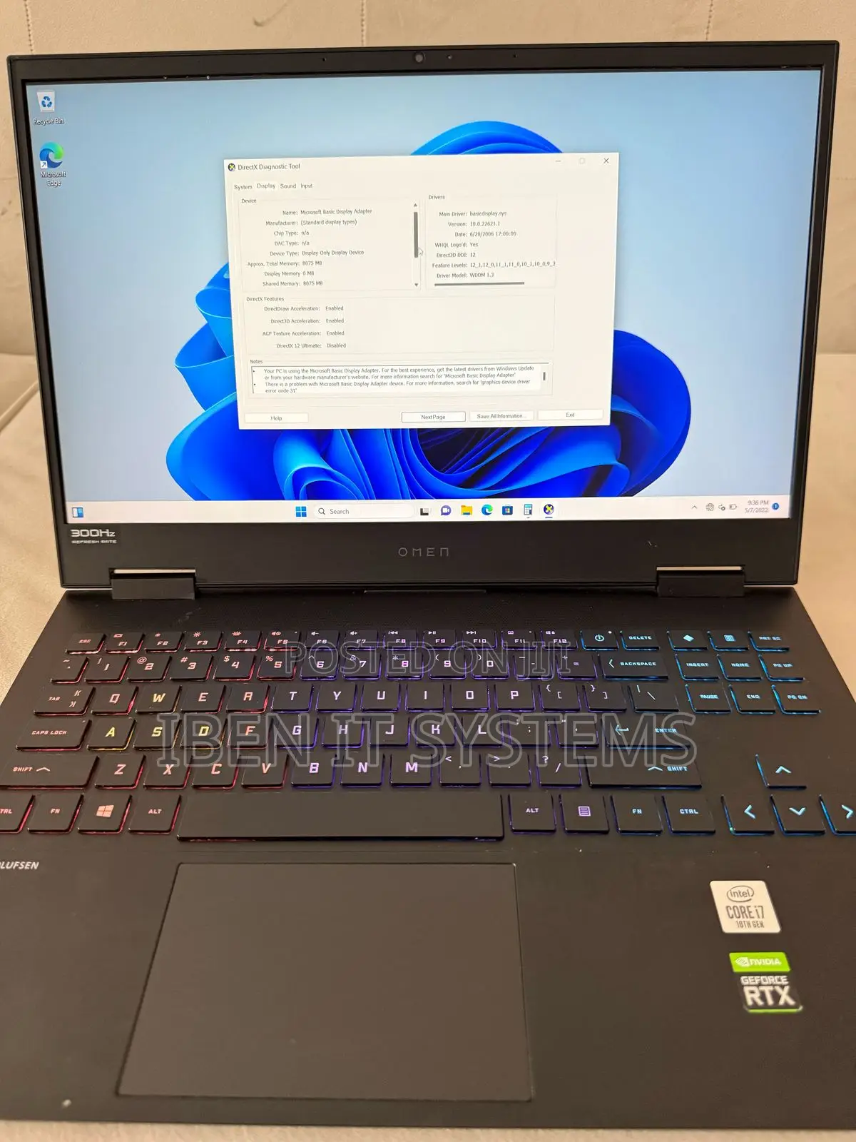 Laptop HP Omen 17t 16GB Intel Core i7 SSHD (Hybrid) 1T