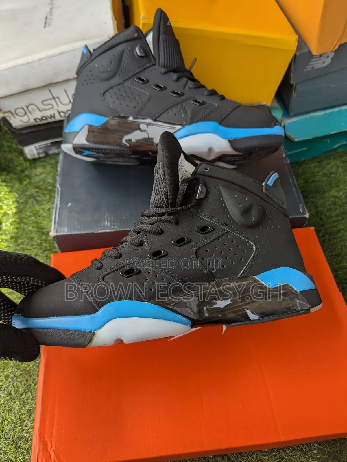 Jordan 6 Sneakers (Black and Blue)