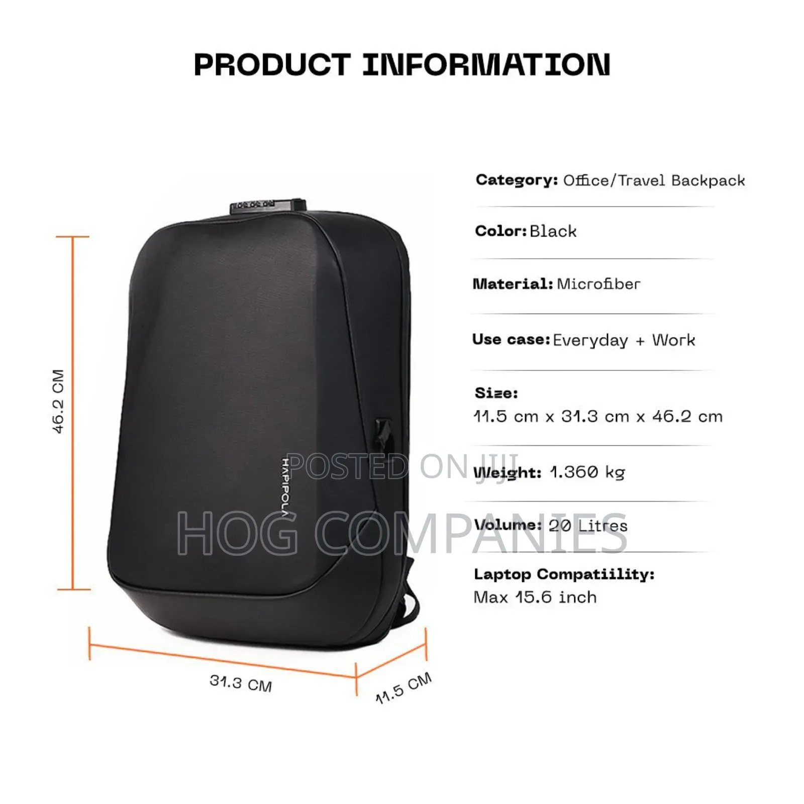 Bange Onyx 15.6 Inch Laptop Backpack