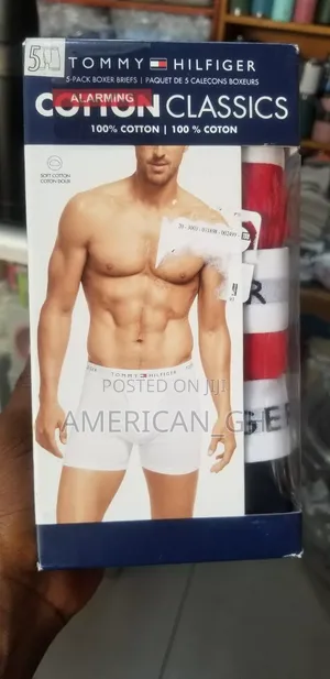 Original 100% Cotton Tommy Hilfiger Boxer Briefs, 5pcs (M/L)