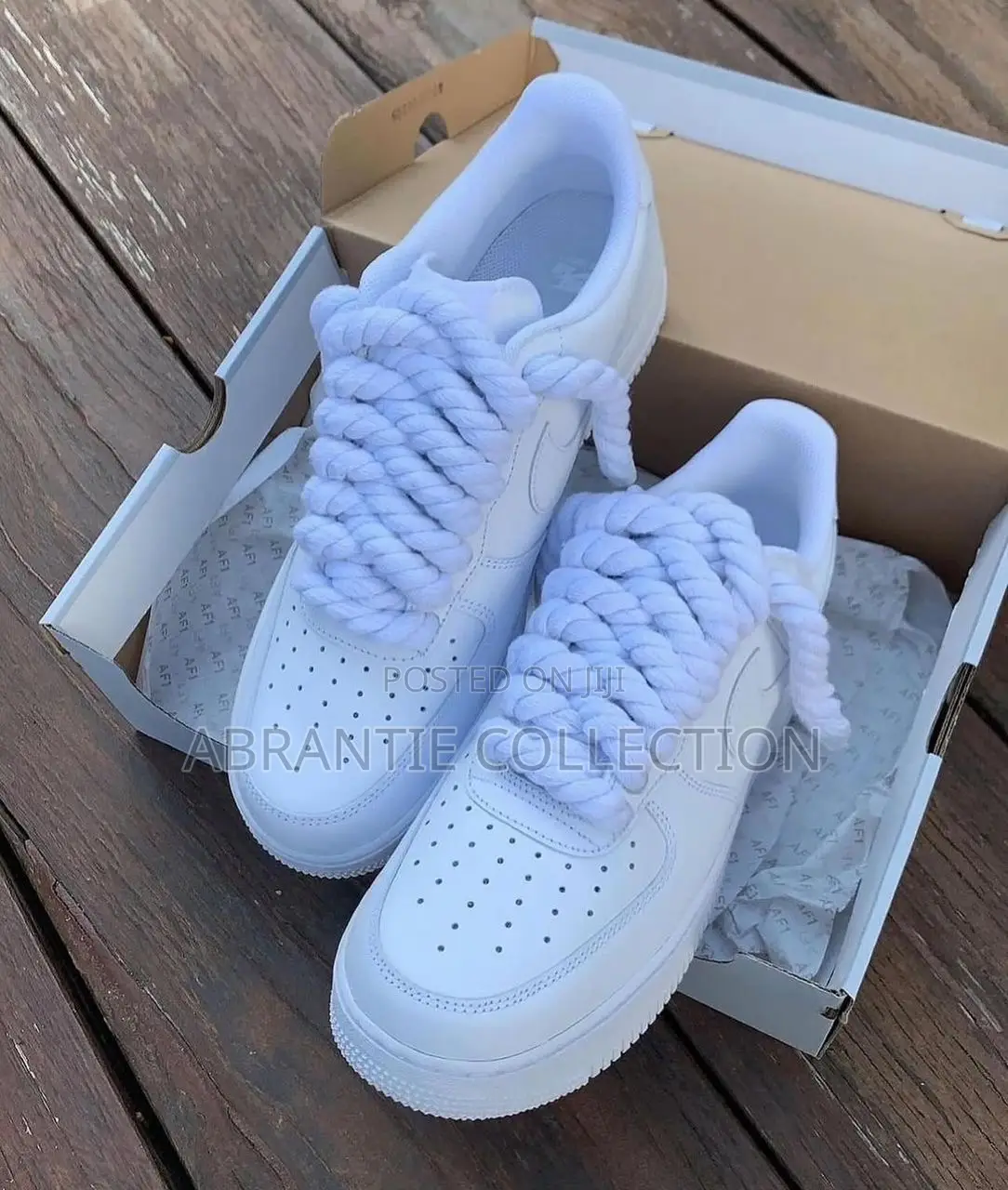 Nike Air Force 1 All White Big Laces