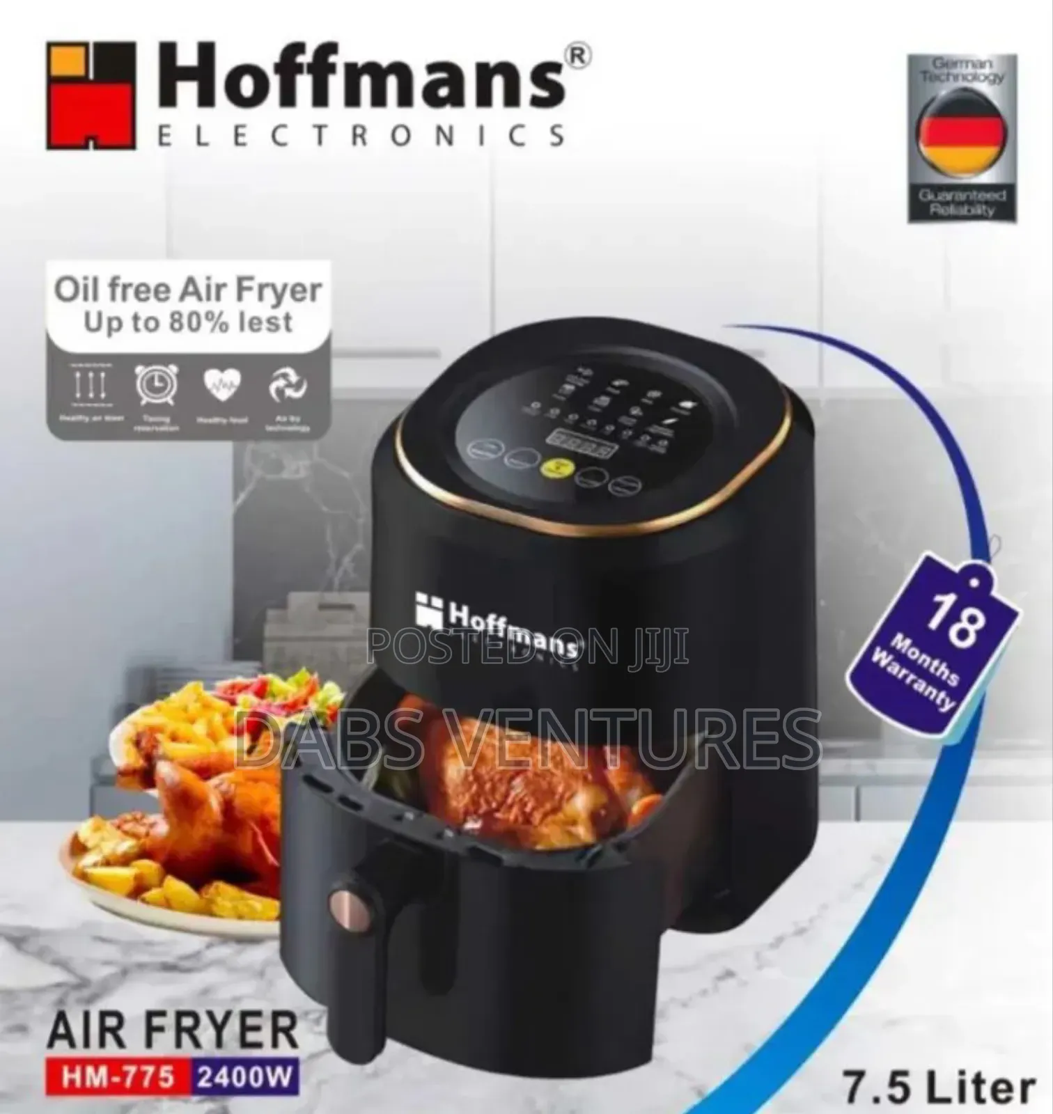 Hoffman High-Quality Air Fryer. 7.5 Litres