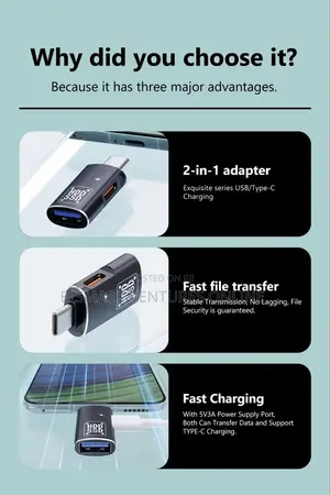 2in1 Usb-C Type-C to Usb 3.0 Female Otg Dc Power Adapter