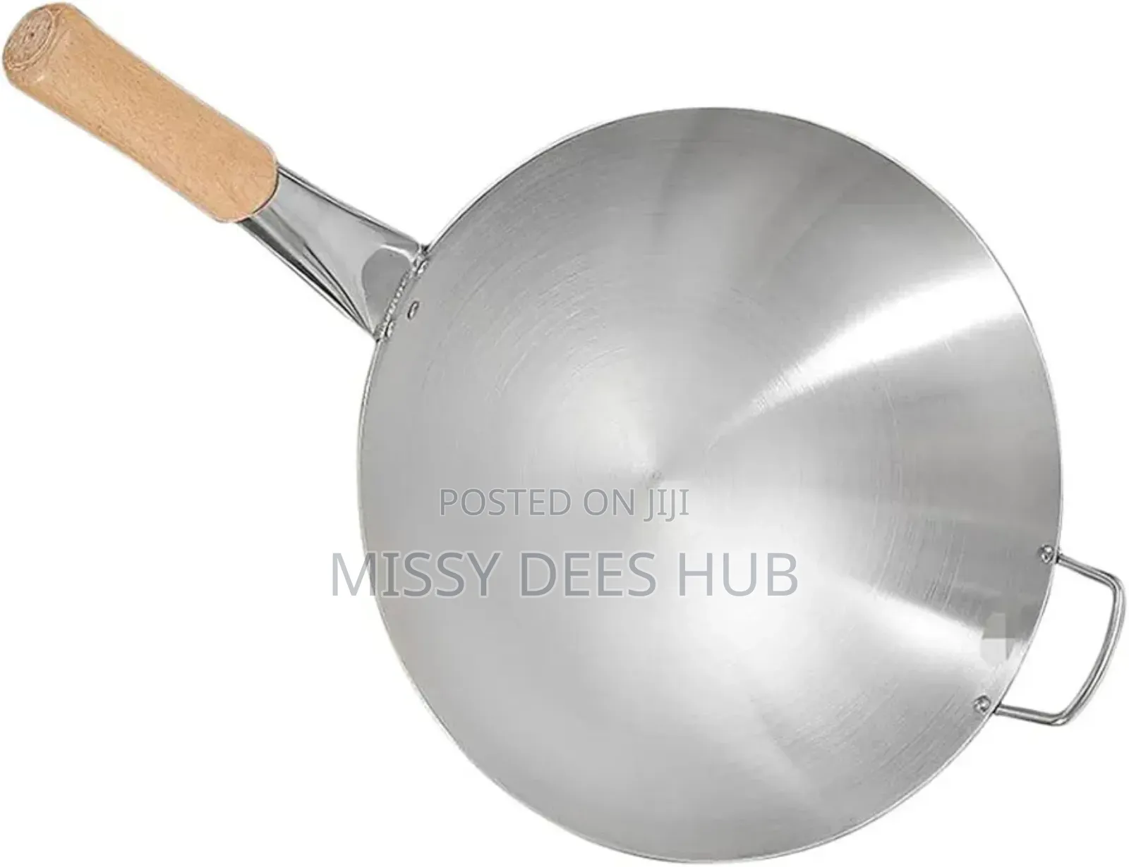 40cm Stainless Steel Wok With Long Wooden Handle