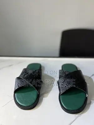 Crocodile Black and Green Slippers