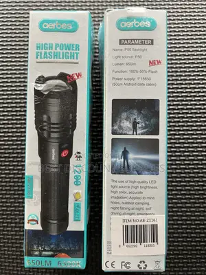 Powerful Aerbes Led 650 Lumens Rechargeable Torch/Flashlight