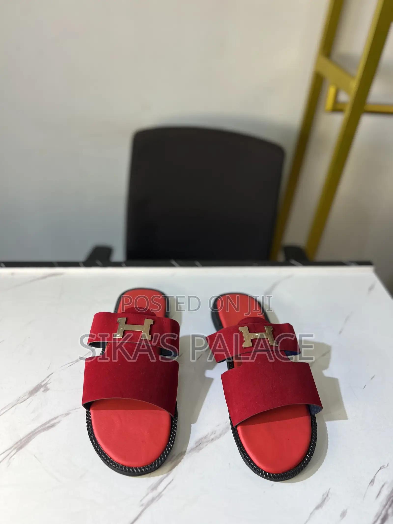 Red Hermes Slippers