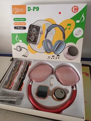 Okpu D-P9 Smart Watch With P9 Headset Bt Speaker - Pink